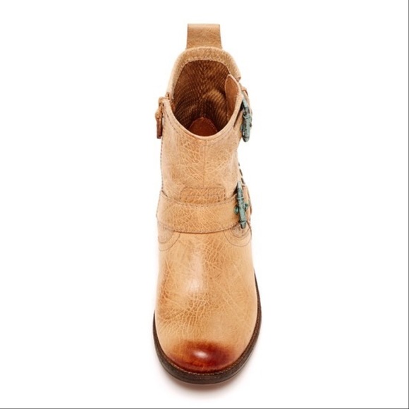 Distressed Leather Buckle Studded Combat Moto Boot - Picture 8 of 8